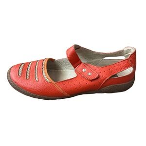 Bernie Mev Orange Leather Mary Jane Comfort Cutout Shoes 41